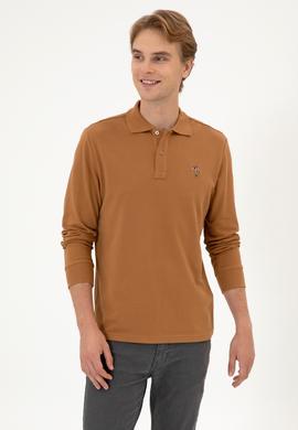 Erkek Regular Fit Polo Yaka Camel Basic Sweatshirt - 50313772167