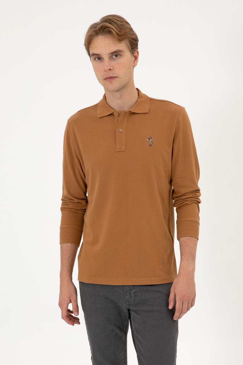 Erkek Regular Fit Polo Yaka Camel Basic Sweatshirt - 50313772167