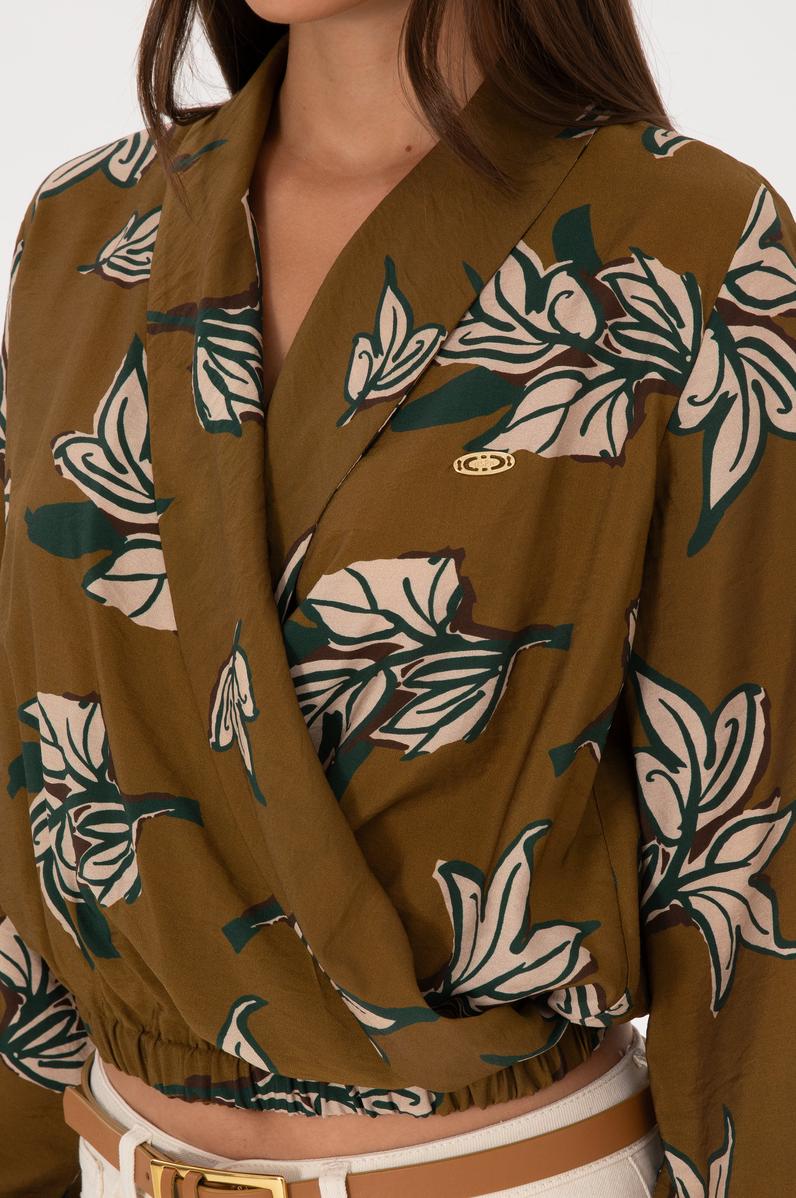 Kadın Haki Uzun Kollu Gömlek