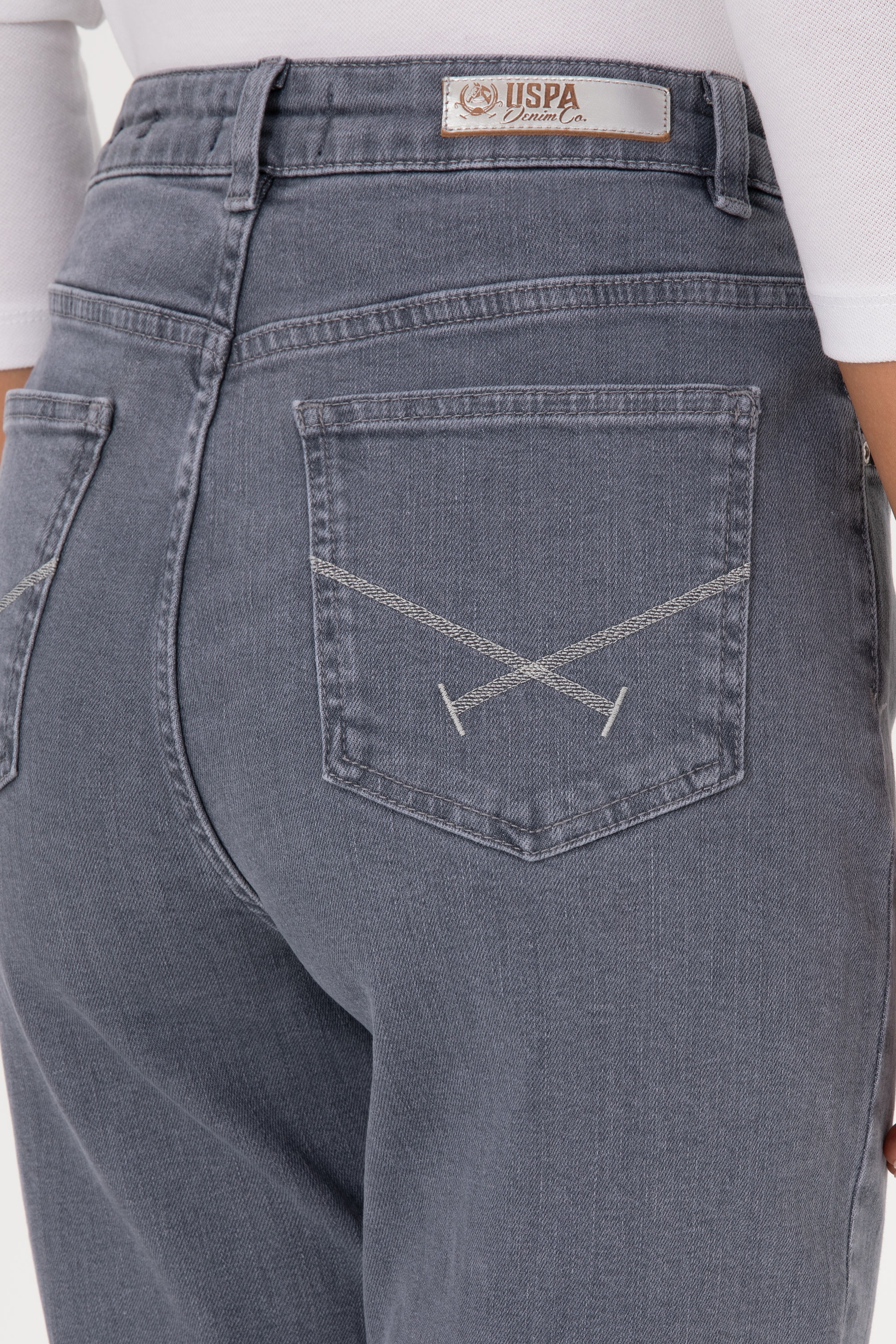 Kadın Gri Mom High Waist Fit Jean Pantolon