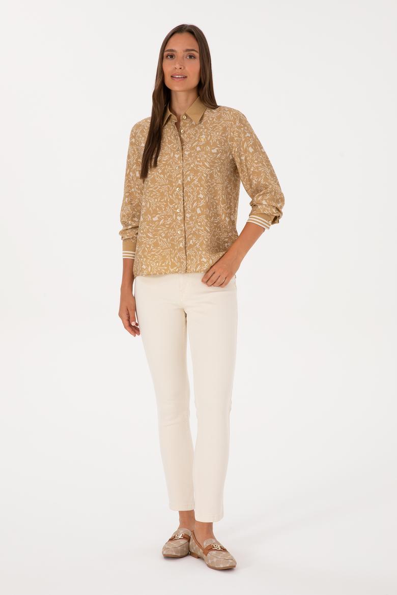 Kadın Hardal Uzun Kollu Gömlek - 50308716006