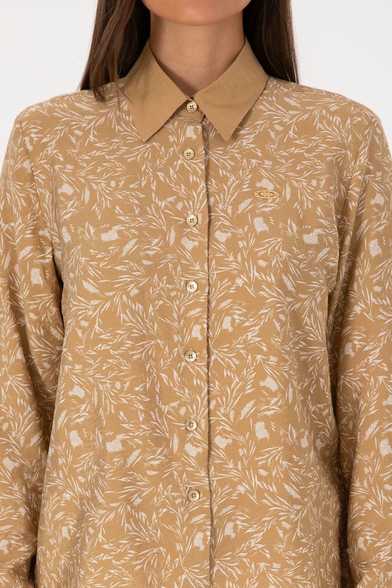 Kadın Hardal Uzun Kollu Gömlek - 50308716006