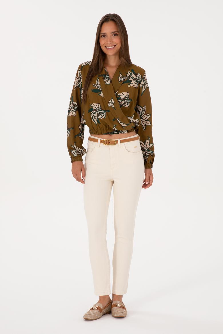 Kadın Haki Uzun Kollu Gömlek - 50308638005
