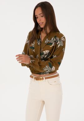 Kadın Haki Uzun Kollu Gömlek - 50308638005