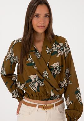 Kadın Haki Uzun Kollu Gömlek - 50308638005