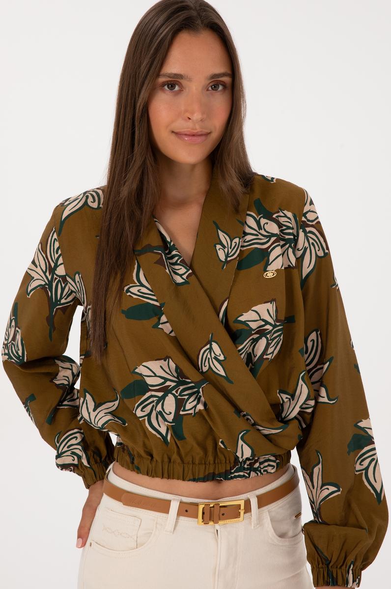 Kadın Haki Uzun Kollu Gömlek