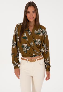 Kadın Haki Uzun Kollu Gömlek - 50308638005