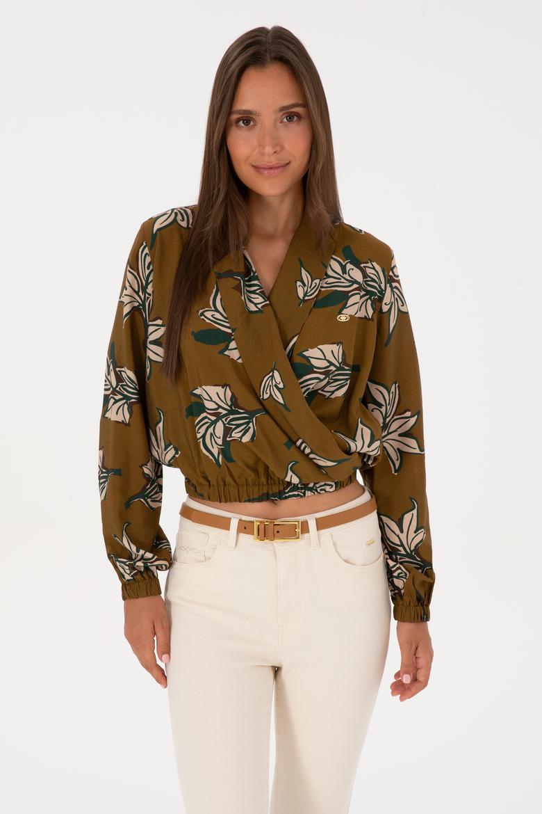 Kadın Haki Uzun Kollu Gömlek