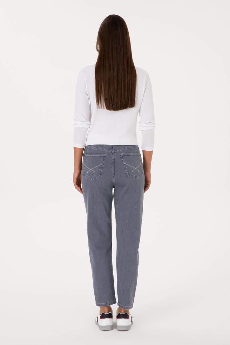 Kadın Gri Mom High Waist Fit Jean Pantolon - 50309422005