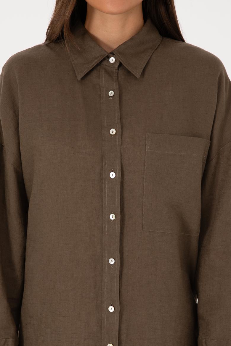 Kadın Vizon Uzun Kollu Gömlek - 50299794024