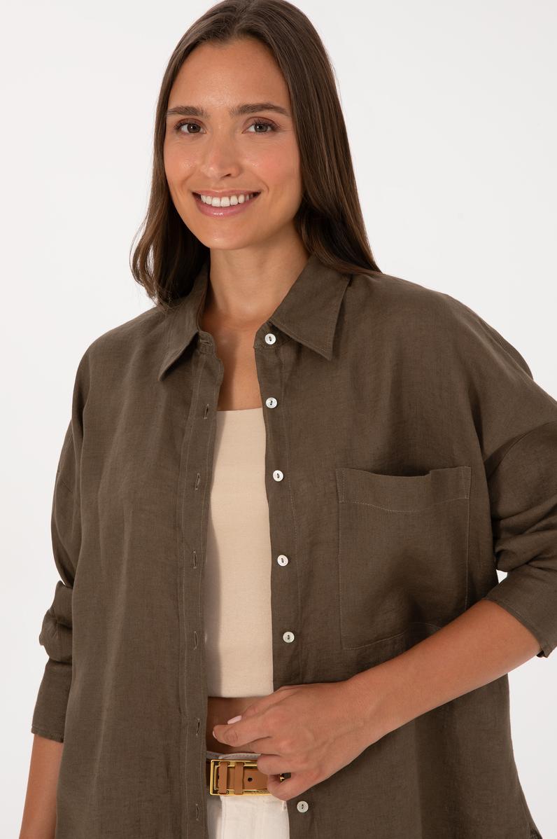 Kadın Vizon Uzun Kollu Gömlek