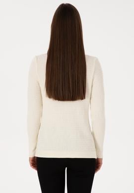 Kadın Krem Bisiklet Yaka Basic Kazak - 50307763026