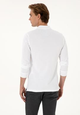 Erkek Regular Fit Polo Yaka Beyaz Basic Sweatshirt - 50307757007