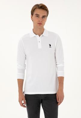 Erkek Regular Fit Polo Yaka Beyaz Basic Sweatshirt - 50307757007