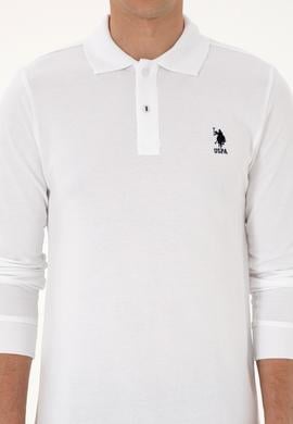 Erkek Regular Fit Polo Yaka Beyaz Basic Sweatshirt - 50307757007