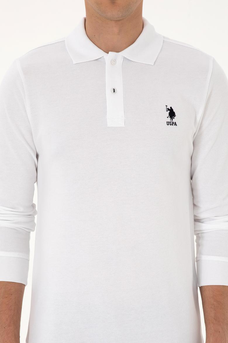 Erkek Regular Fit Polo Yaka Beyaz Basic Sweatshirt - 50307757007