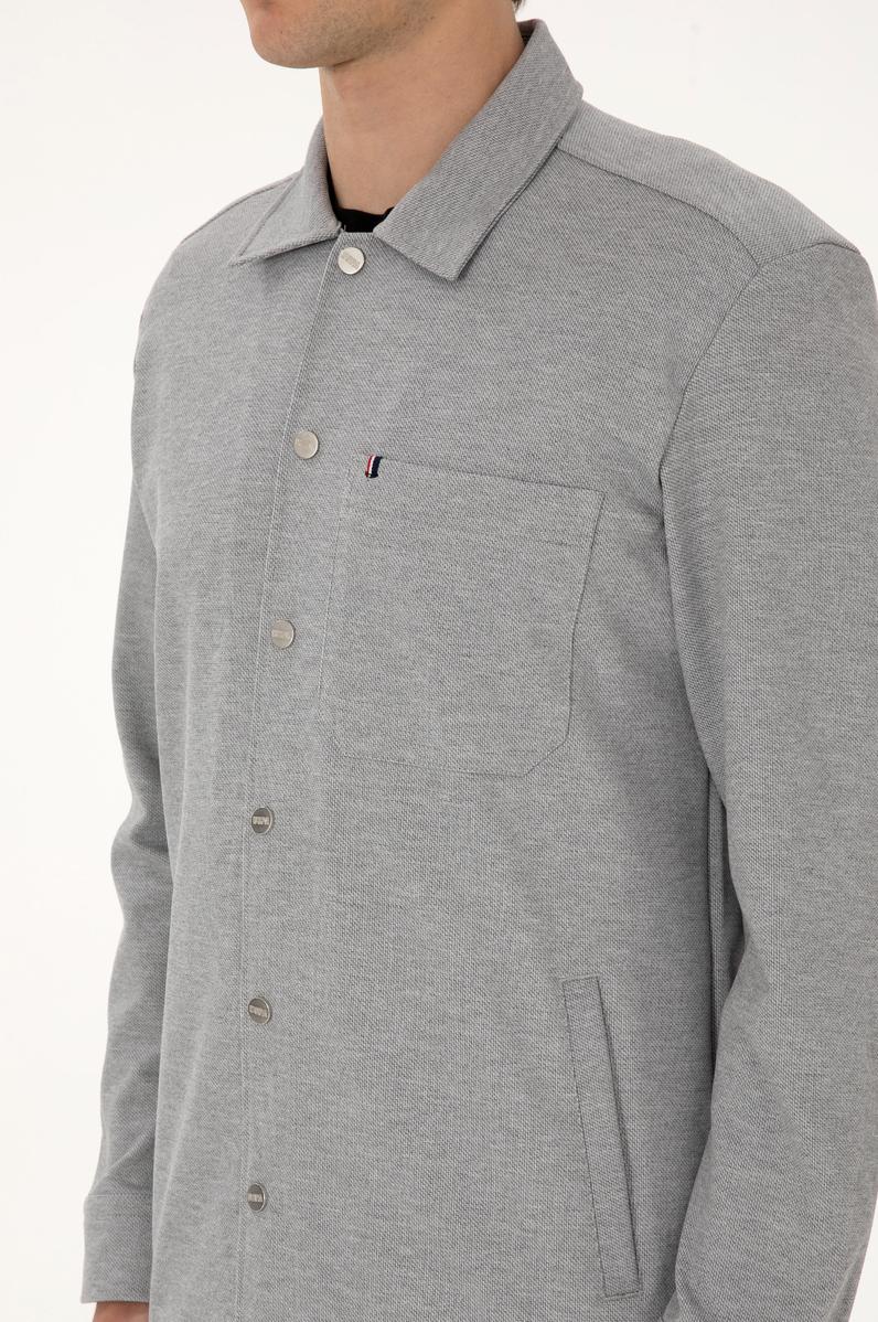 Erkek Gri Örme Gömlek