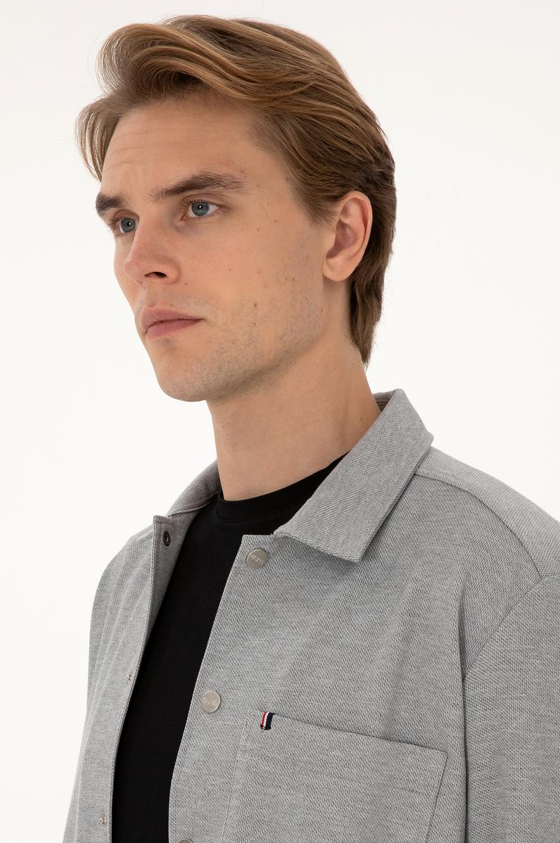 Erkek Gri Örme Gömlek