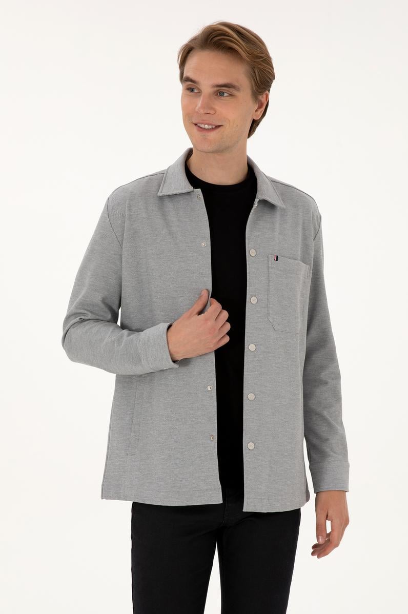 Erkek Gri Örme Gömlek