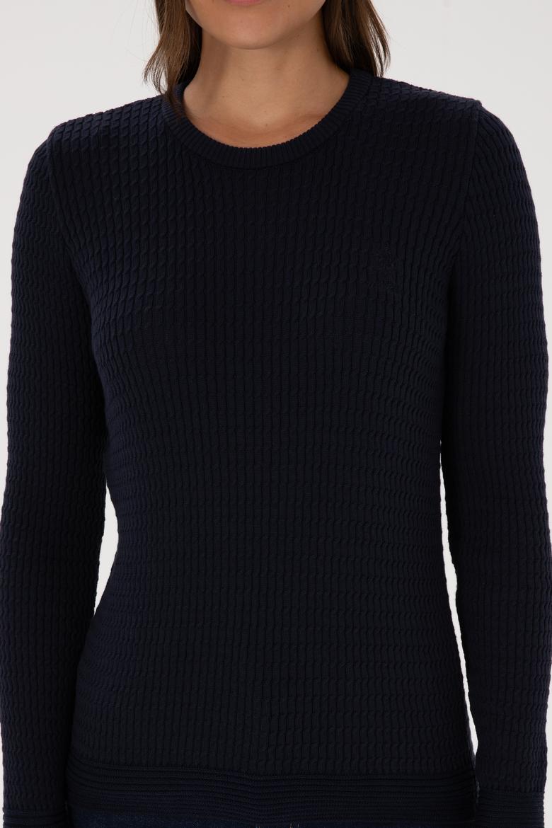 Kadın Lacivert Bisiklet Yaka Basic Kazak - 50307763019