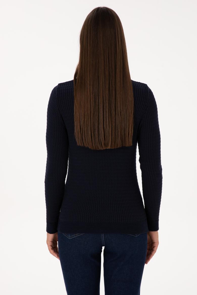 Kadın Lacivert Bisiklet Yaka Basic Kazak - 50307763019