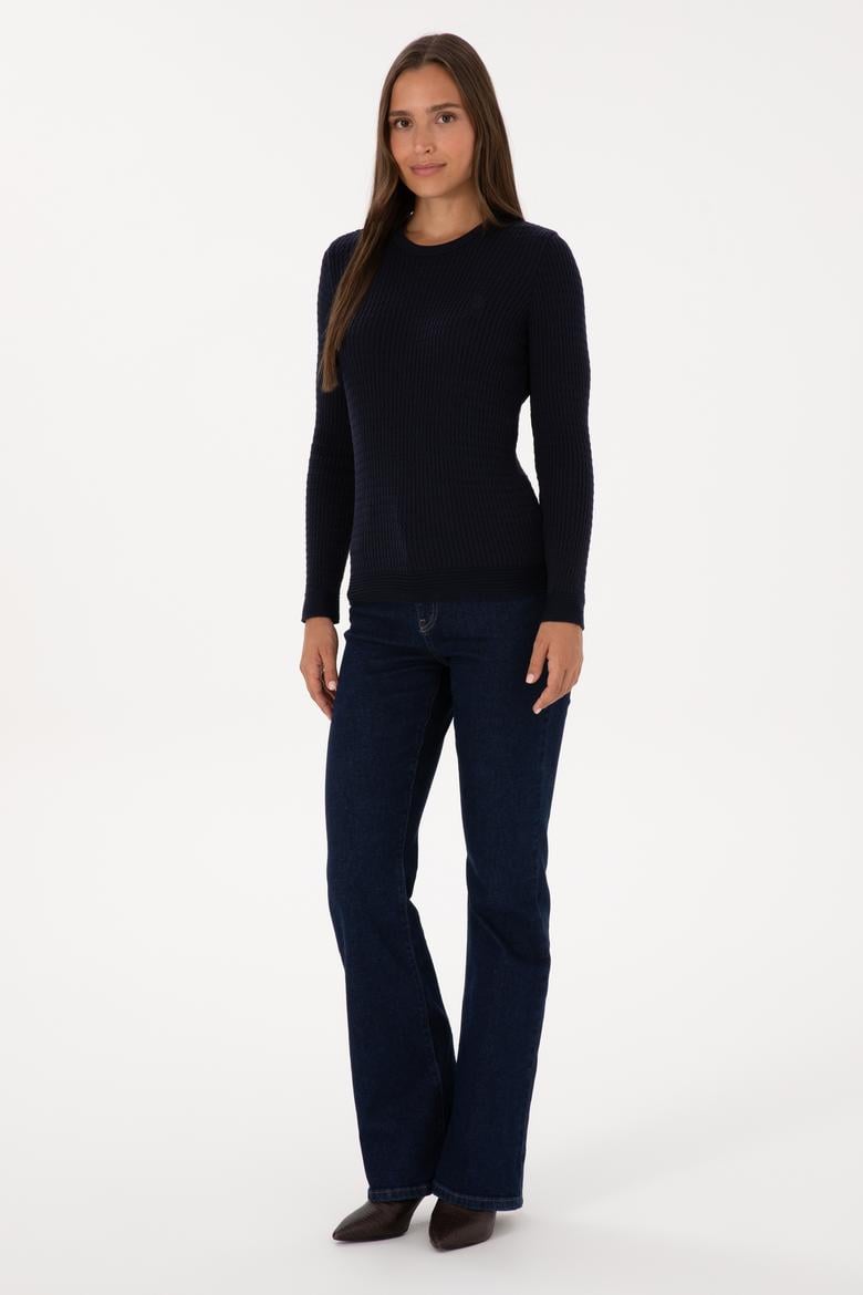 Kadın Lacivert Bisiklet Yaka Basic Kazak - 50307763019