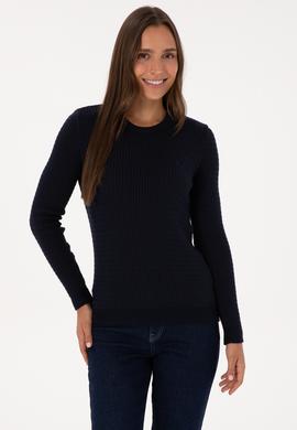 Kadın Lacivert Bisiklet Yaka Basic Kazak - 50307763019