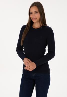 Kadın Lacivert Bisiklet Yaka Basic Kazak - 50307763019