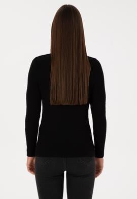 Kadın Siyah Bisiklet Yaka Basic Kazak - 50307763012