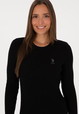 Kadın Siyah Bisiklet Yaka Basic Kazak - 50307763012