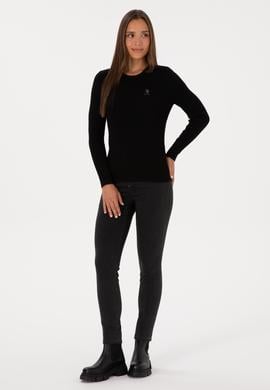 Kadın Siyah Bisiklet Yaka Basic Kazak - 50307763012