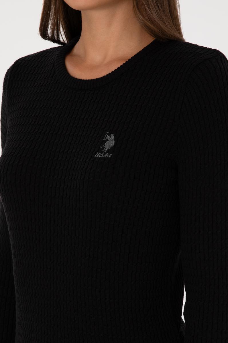 Kadın Siyah Bisiklet Yaka Basic Kazak