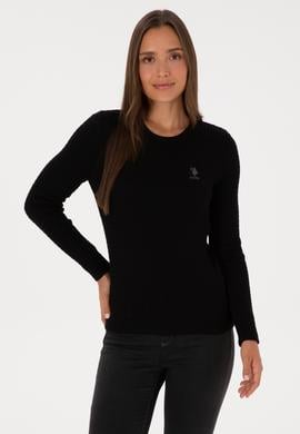 Kadın Siyah Bisiklet Yaka Basic Kazak - 50307763012