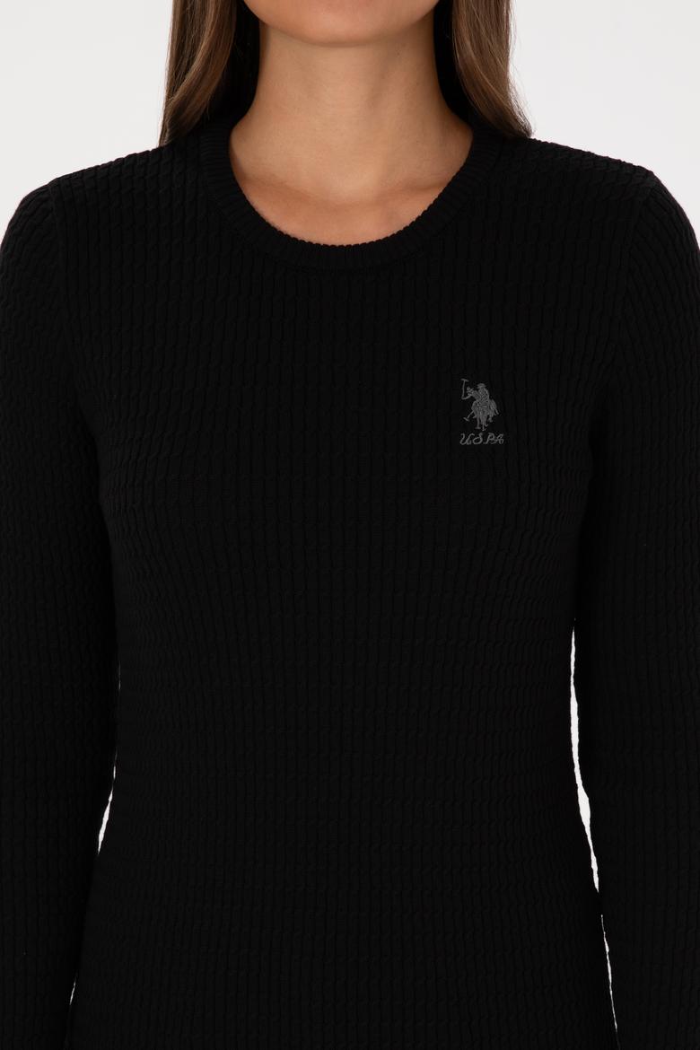 Kadın Siyah Bisiklet Yaka Basic Kazak - 50307763012