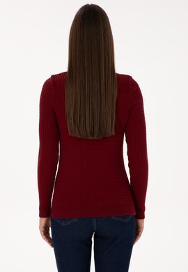 Kadın Bordo Bisiklet Yaka Basic Kazak - 50307763090