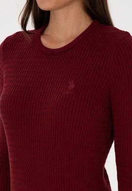 Kadın Bordo Bisiklet Yaka Basic Kazak - 50307763090