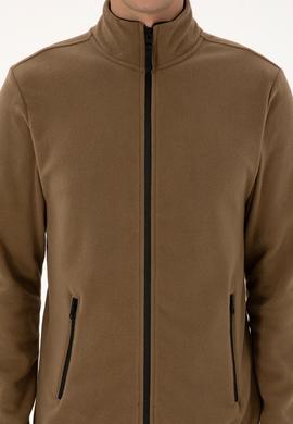 Erkek Regular Fit Haki Polar Örme Hırka - 50313779003
