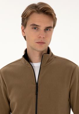 Erkek Regular Fit Haki Polar Örme Hırka - 50313779003
