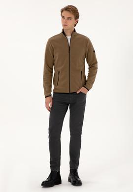 Erkek Regular Fit Haki Polar Örme Hırka - 50313779003