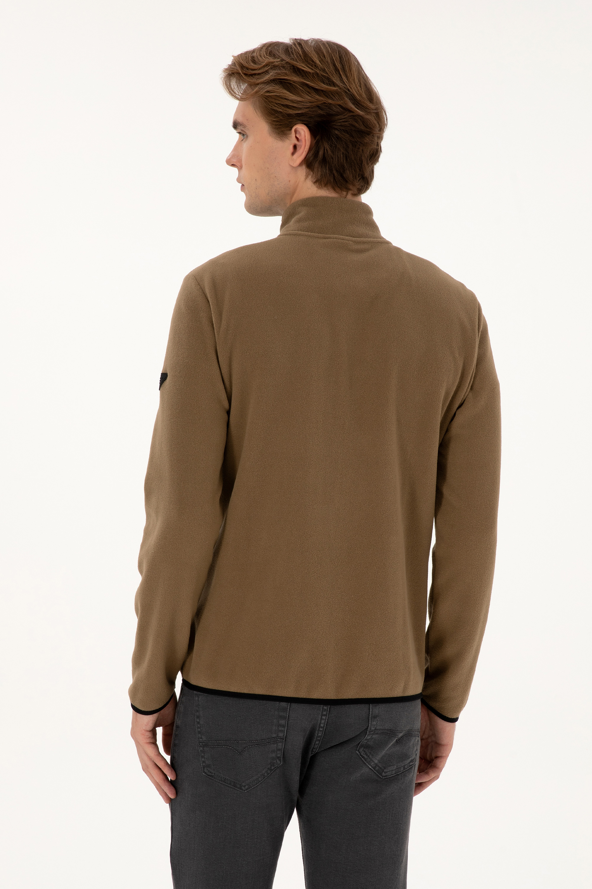 Erkek Regular Fit Haki Polar Örme Hırka - Image 5
