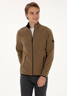 Erkek Regular Fit Haki Polar Örme Hırka - 50313779003