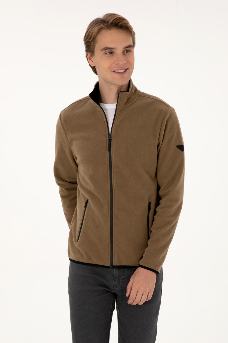 Erkek Regular Fit Haki Polar Örme Hırka - 50313779003