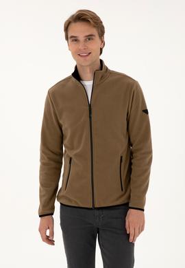 Erkek Regular Fit Haki Polar Örme Hırka - 50313779003