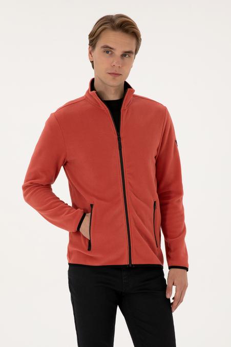 Erkek Regular Fit Gül Kurusu Polar Örme Hırka