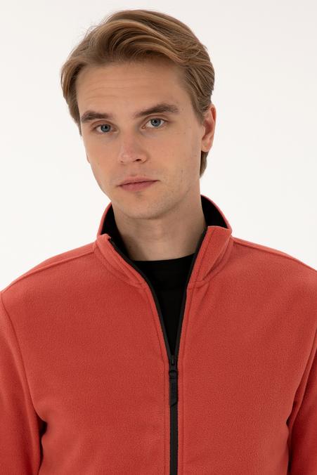 Erkek Regular Fit Gül Kurusu Polar Örme Hırka