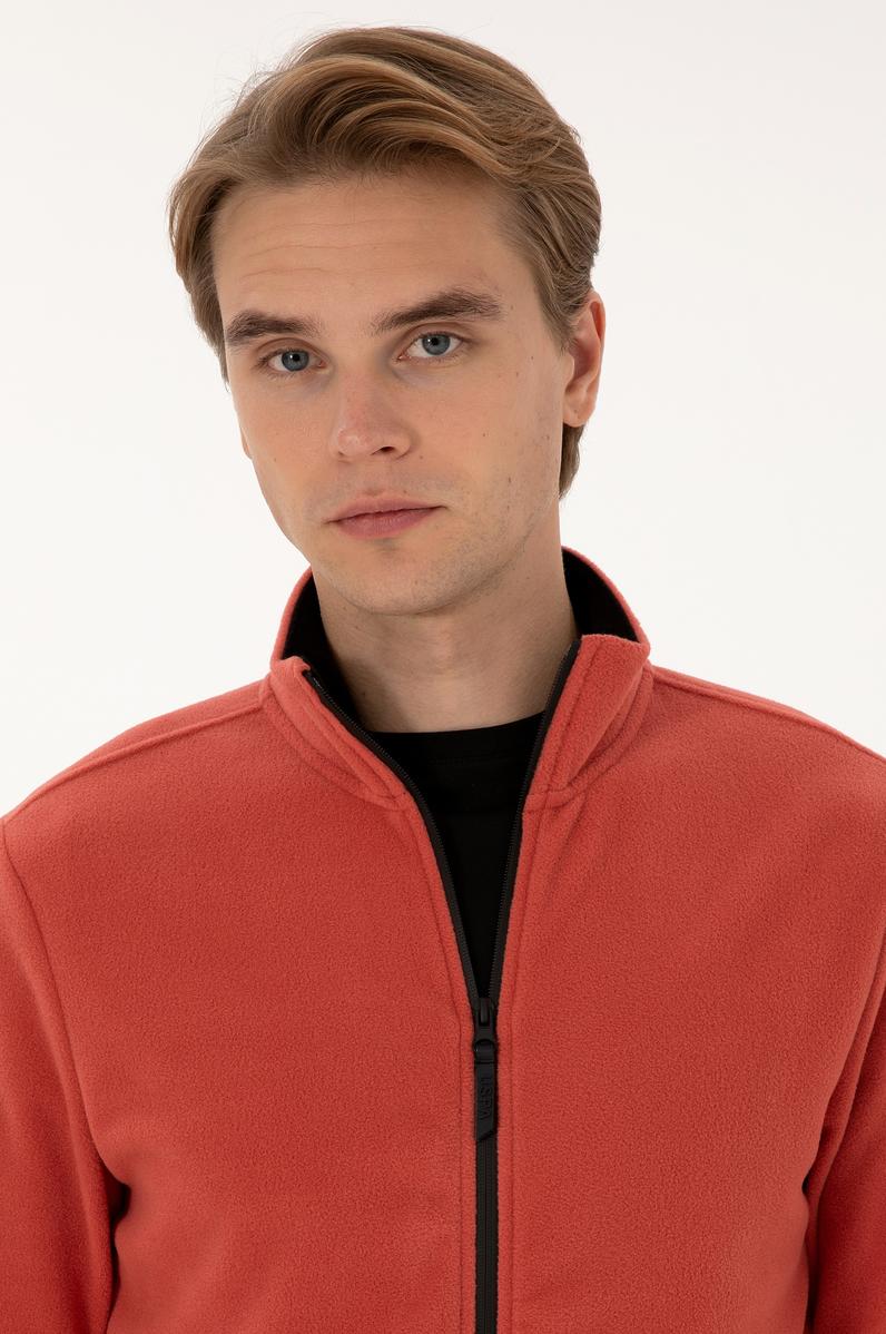 Erkek Regular Fit Gül Kurusu Polar Örme Hırka