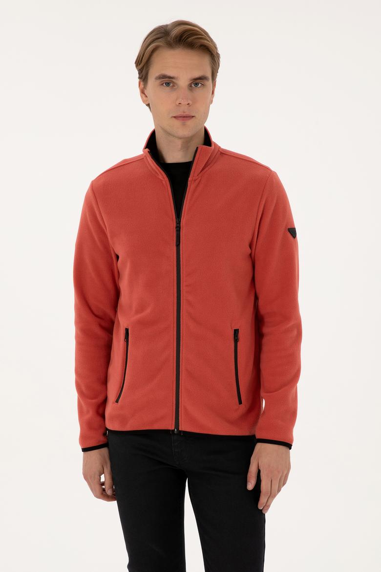 Erkek Regular Fit Gül Kurusu Polar Örme Hırka - 50313779051