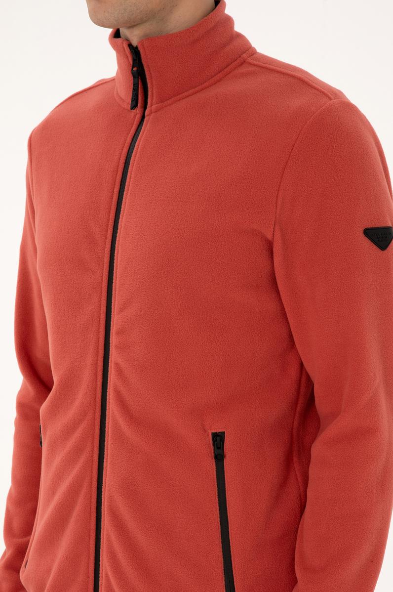 Erkek Regular Fit Gül Kurusu Polar Örme Hırka