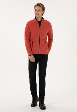 Erkek Regular Fit Gül Kurusu Polar Örme Hırka - 50313779051