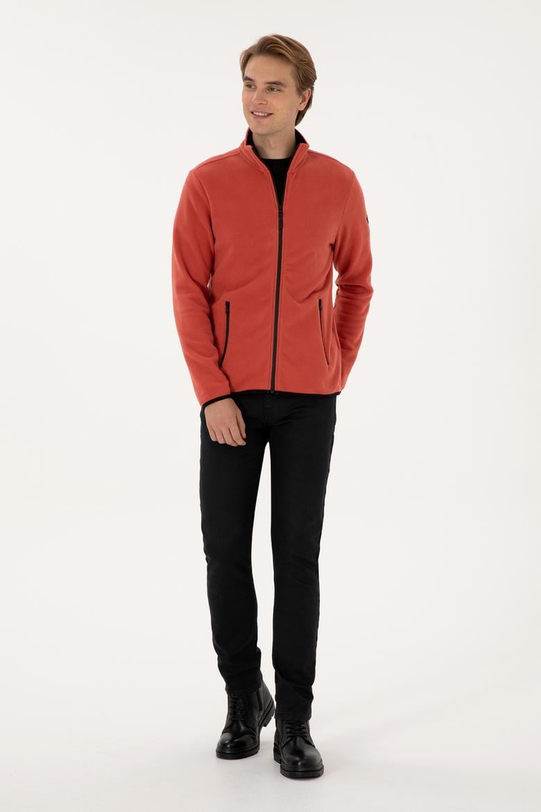 Erkek Regular Fit Gül Kurusu Polar Örme Hırka - 50313779051